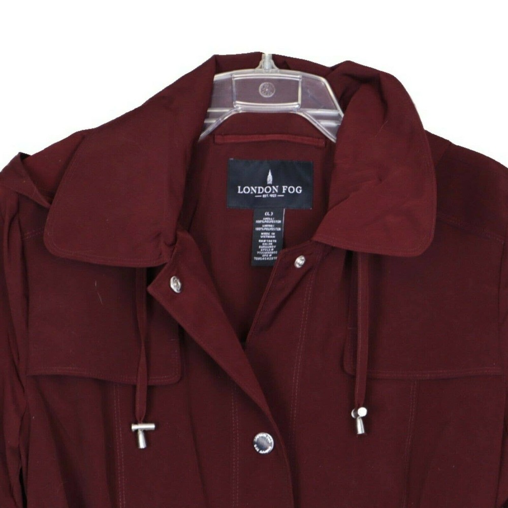 NWT London Fog Women Wine Detach Hood Trench Coat - Picture 5 of 9